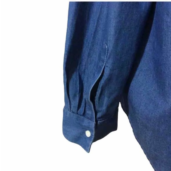 Ann Taylor Denim Off The Shoulder Cotton Blouse Size Large - Picture 7 of 9